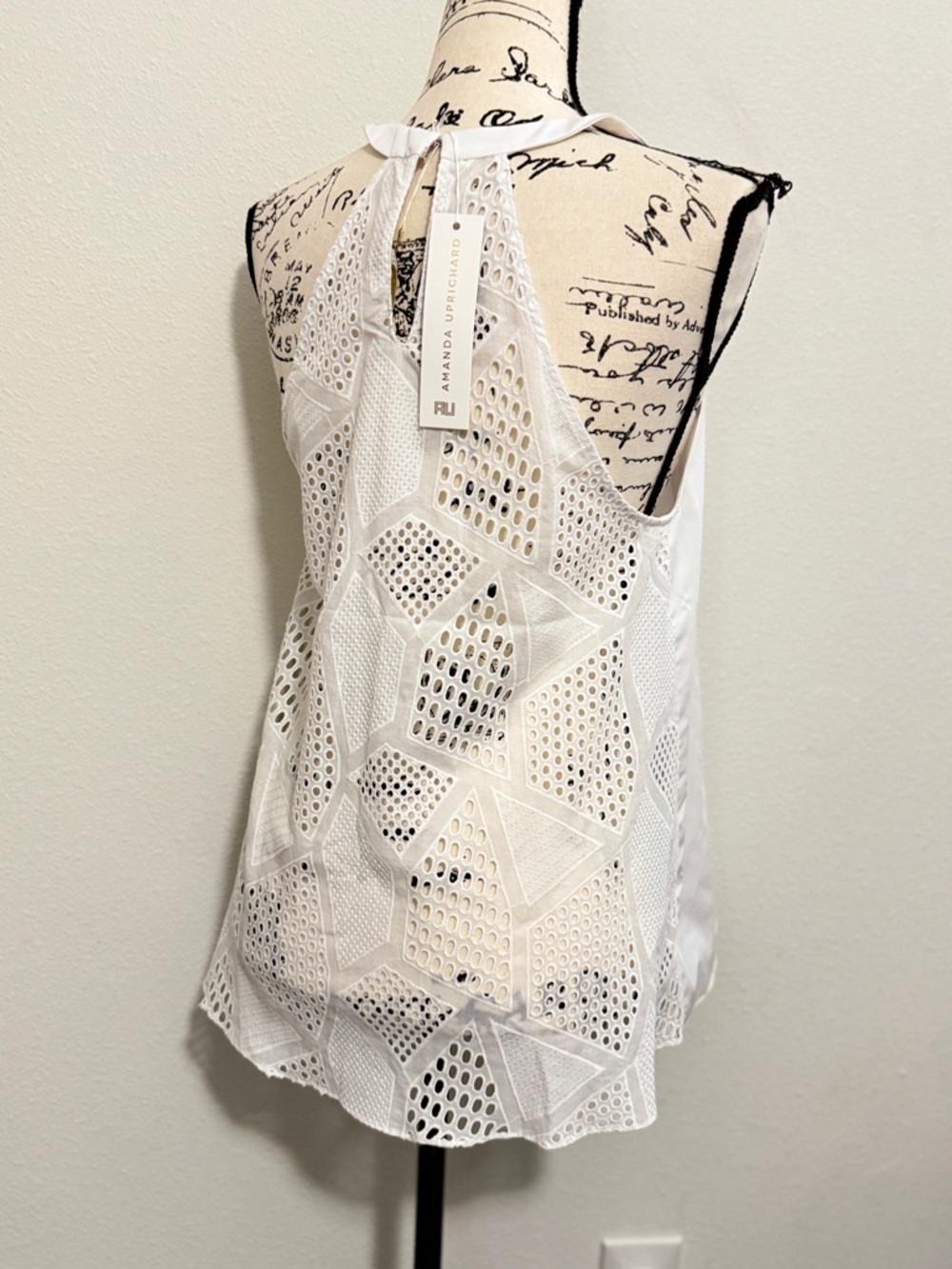 Amanda Uprichard Halter Camisole Nantucket Eyelet Sz M White Summer Quiet Luxury - Picture 7 of 16